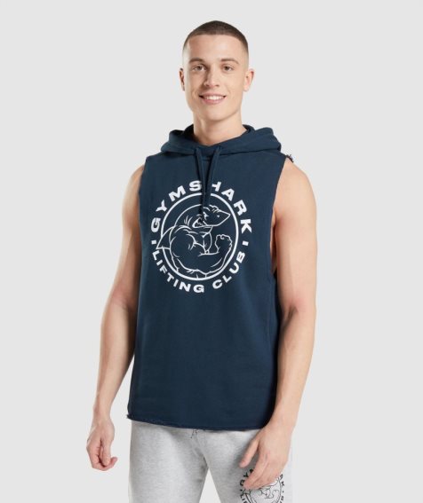 Men's Gymshark Legacy Drop Arm Hoodie Navy | CA 083D67